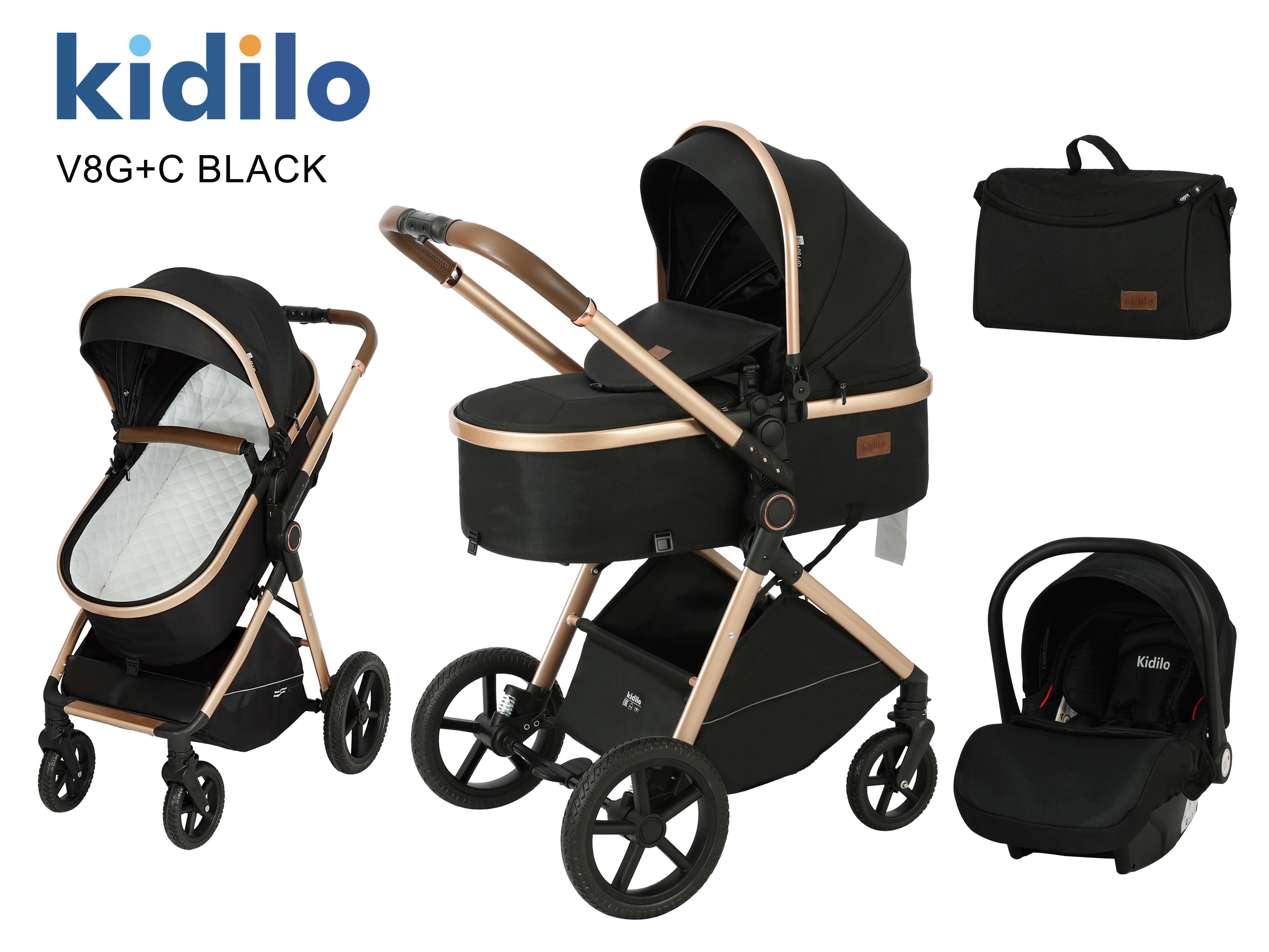 Kidilo Premium Baby Products Kidilo Baby Stroller with Carrycot Design