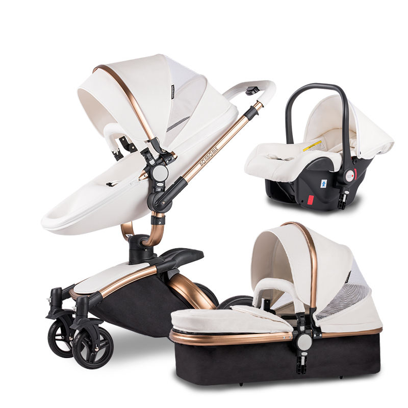 Travel System Luxury Baby Stroller 3 in 1 with Carrycot and Carseat