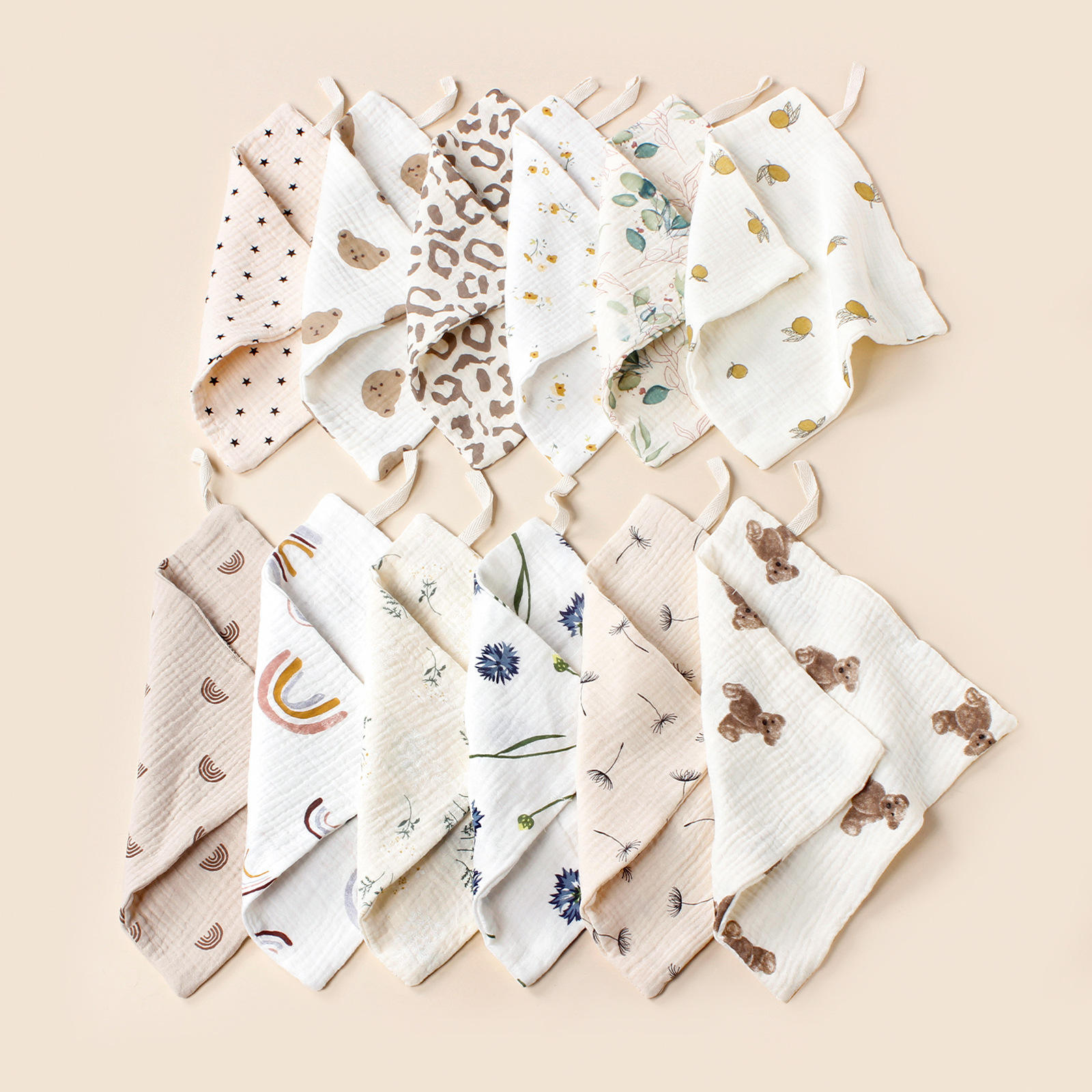 Natural Cotton Baby Muslin Washcloths Soft Newborn Infant Face Body