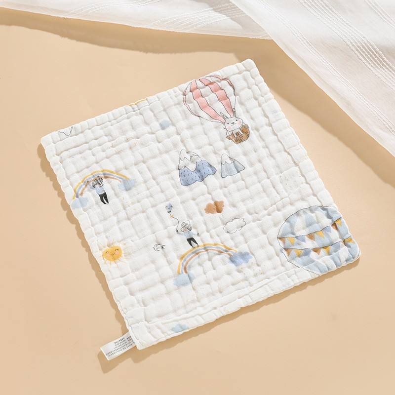 Washable Soft Breathable Square Cartoon Newborn 100% Cotton Muslin Baby
