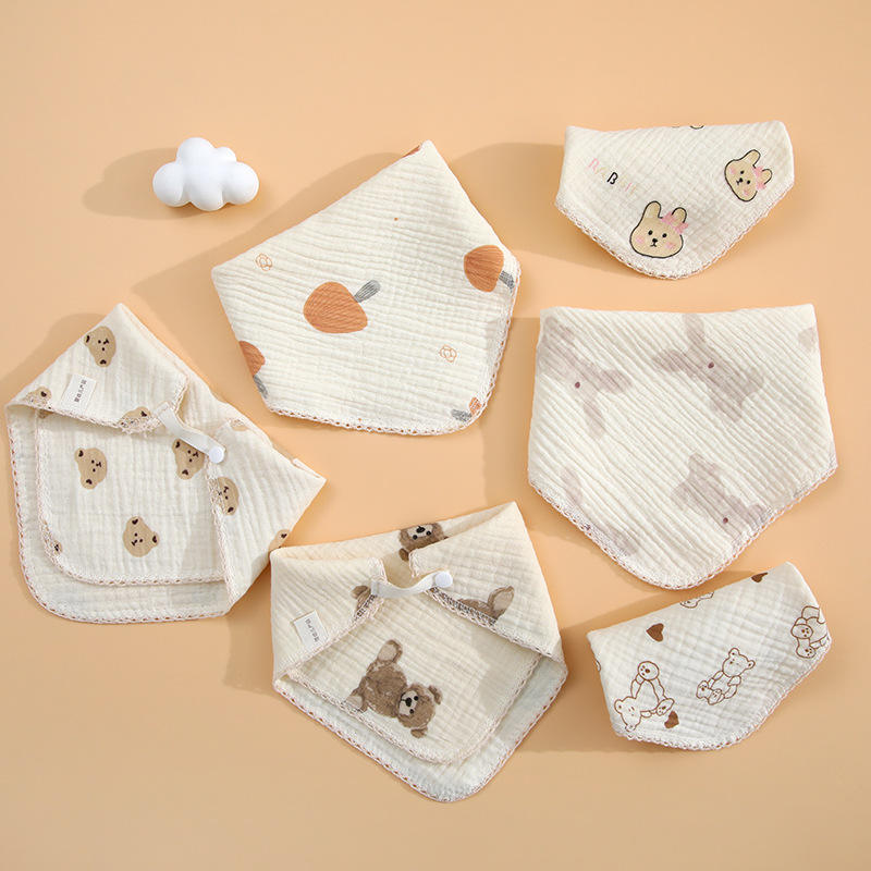 Multi-Use Washcloth Burp Cloth Face Bandana Muslin Bibs Boys Girls