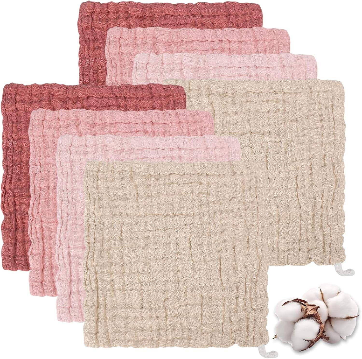 Muslin Cloths for Baby, 6 Layer Baby Muslin Cloths 30x30cm, Soft