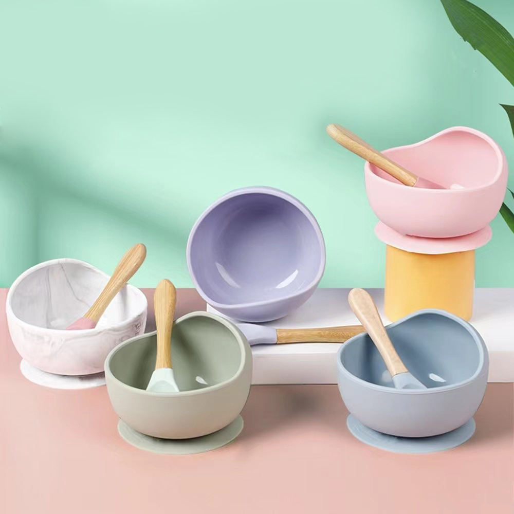 Silicone Bowls Bpa Free Baby Feeding Bowl Spoon Feeding Set Food Grade