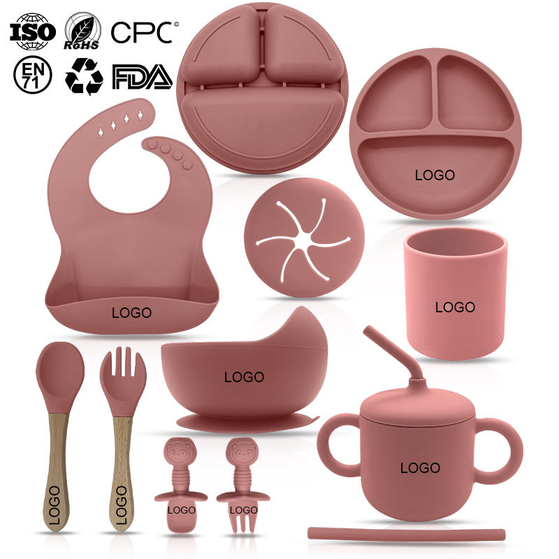 Bpa Free Silicone Kids Tableware Waterproof Bib Food Grade Suction