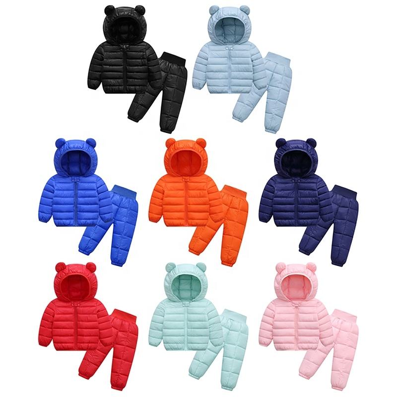 12m-6y Baby Toddlers 2pcs Snow Suits Hooded Long Sleeve Bear Ears