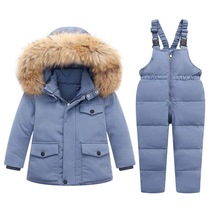 White Duck Vintage Hooded Cotton Boy Baby Overalls Winter Jacket Warm